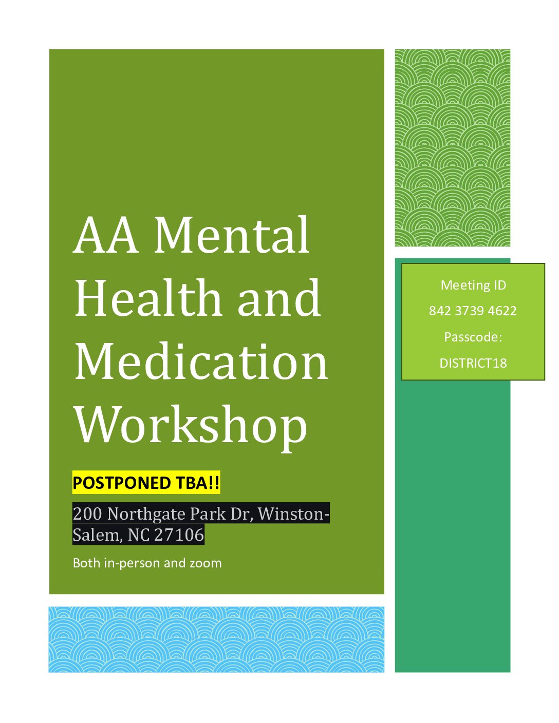 Aa Mental Health And Medication Workshop Flyer